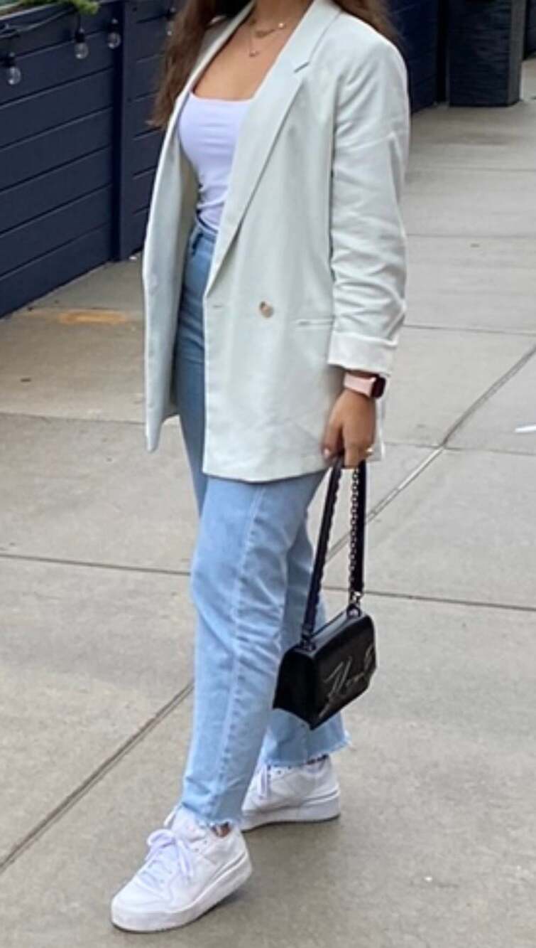 H&M Double-Breasted Blazer Size 8 Light Green